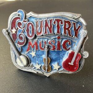 Belt Buckle Enamel Country Music 1982 The Great American Buckle Co. USA!